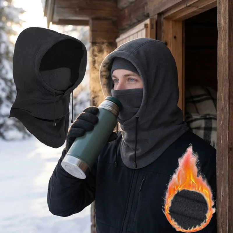 1-5PCS Hat Winter Fleece Lined Hood Windproof Face Cover Neck Gaiter for Cycling Skiing Snowmobile Outdoor Cold Weather Activiti