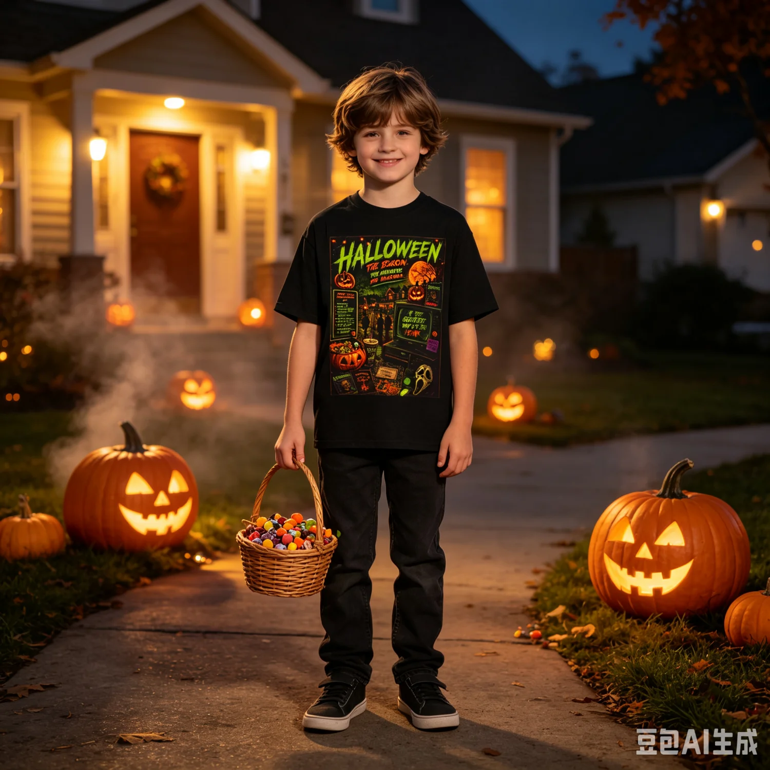 90s Halloween Nostalgia T-Shirt,Retro Trick or Treat Graphic Tee,2D Printed Tee Shirts Kids/Adlut Short Sleeves Quick Dry Tops