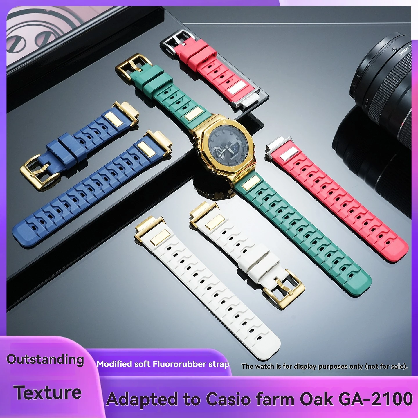 Suitable for Casio farmhouse oak octagonal GA-2100 GM-2100 fluorine rubber swimming sports watch belt for men