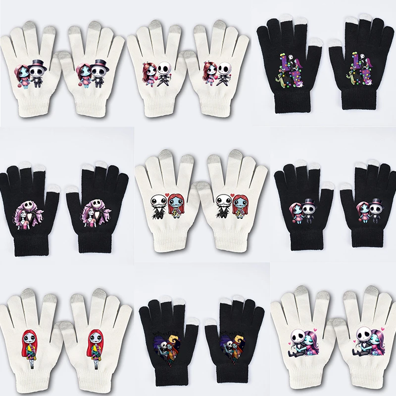 Gants de doigt Disney The Nightmare Before Christmas pour enfants, Jack, Sally, Kawai, sports de plein air, doux, hiver