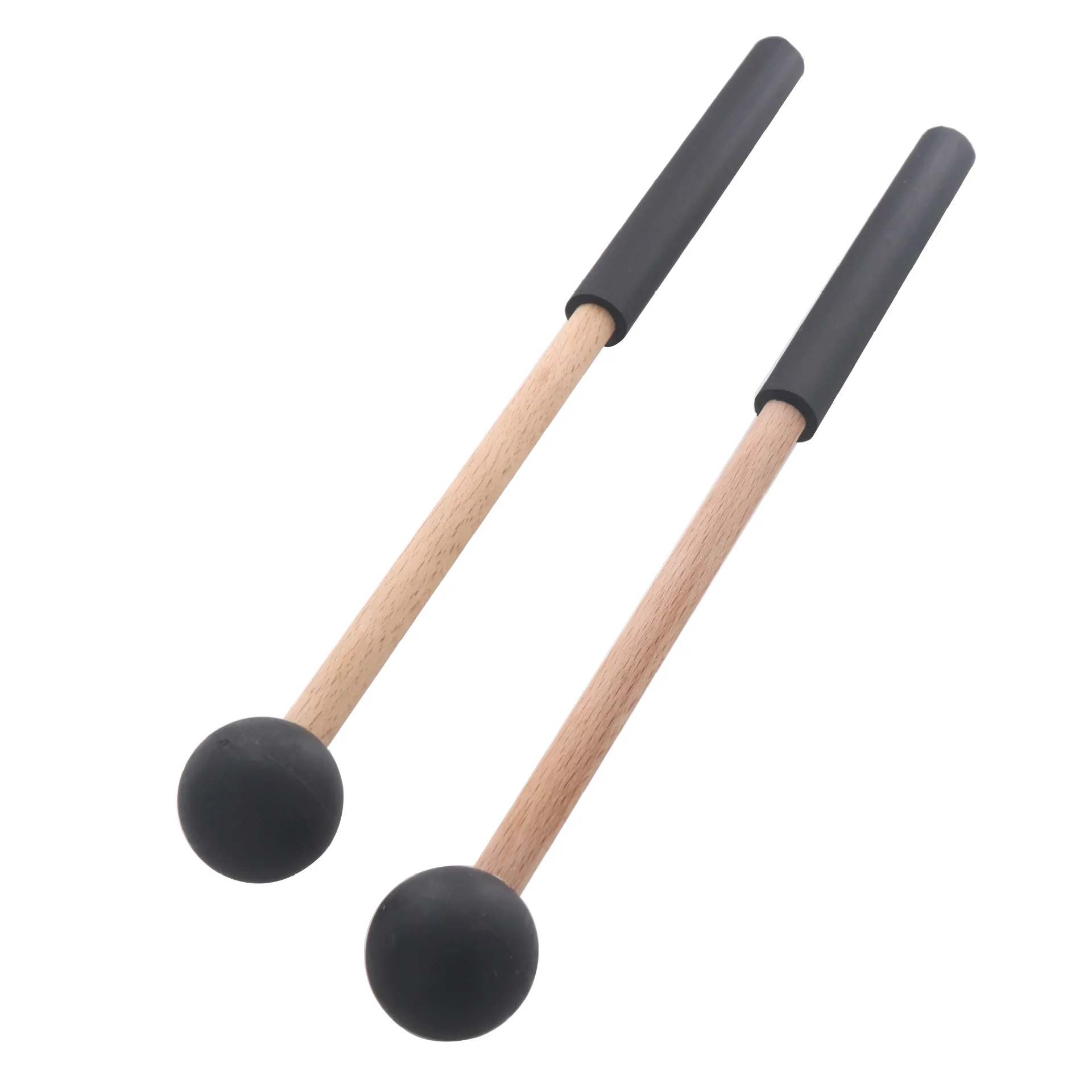 

1 Pair Percussion Mallet Rubber and Maple Multifunctional Tongue Drum Mallet for Concert Black