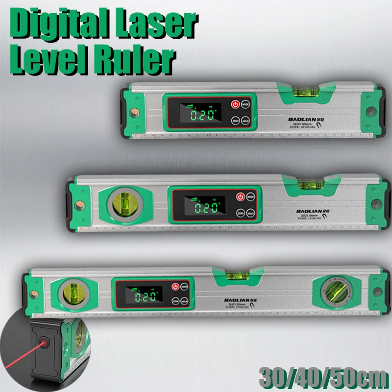 مسطرة مستوى الليزر الرقمية الدقة المغناطيسي فقاعة مستوى الكحول سبائك الألومنيوم مستوى المنقلة الميل التسوية أليجنر