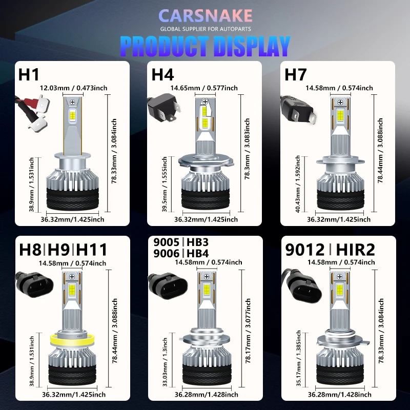 Carsnake H7 LED Canbus No Error 190W 6000K 70000Lm H1 H4 H8 H9 H11 Car Headlight Bulbs 9005 HB3 9006 HB4 9012 HIR2 Auto Lamps