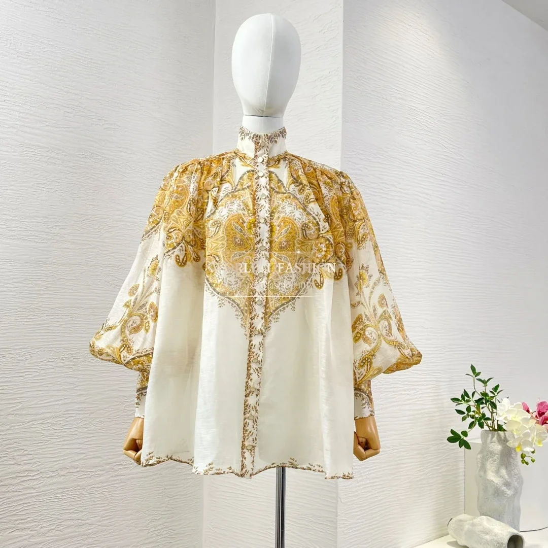 

Женская новая коллекция, праздничный комплект в пляжном стиле, высококачественная блузка с рукавами-фонариками и мини-юбка с узором пейсли, наряд