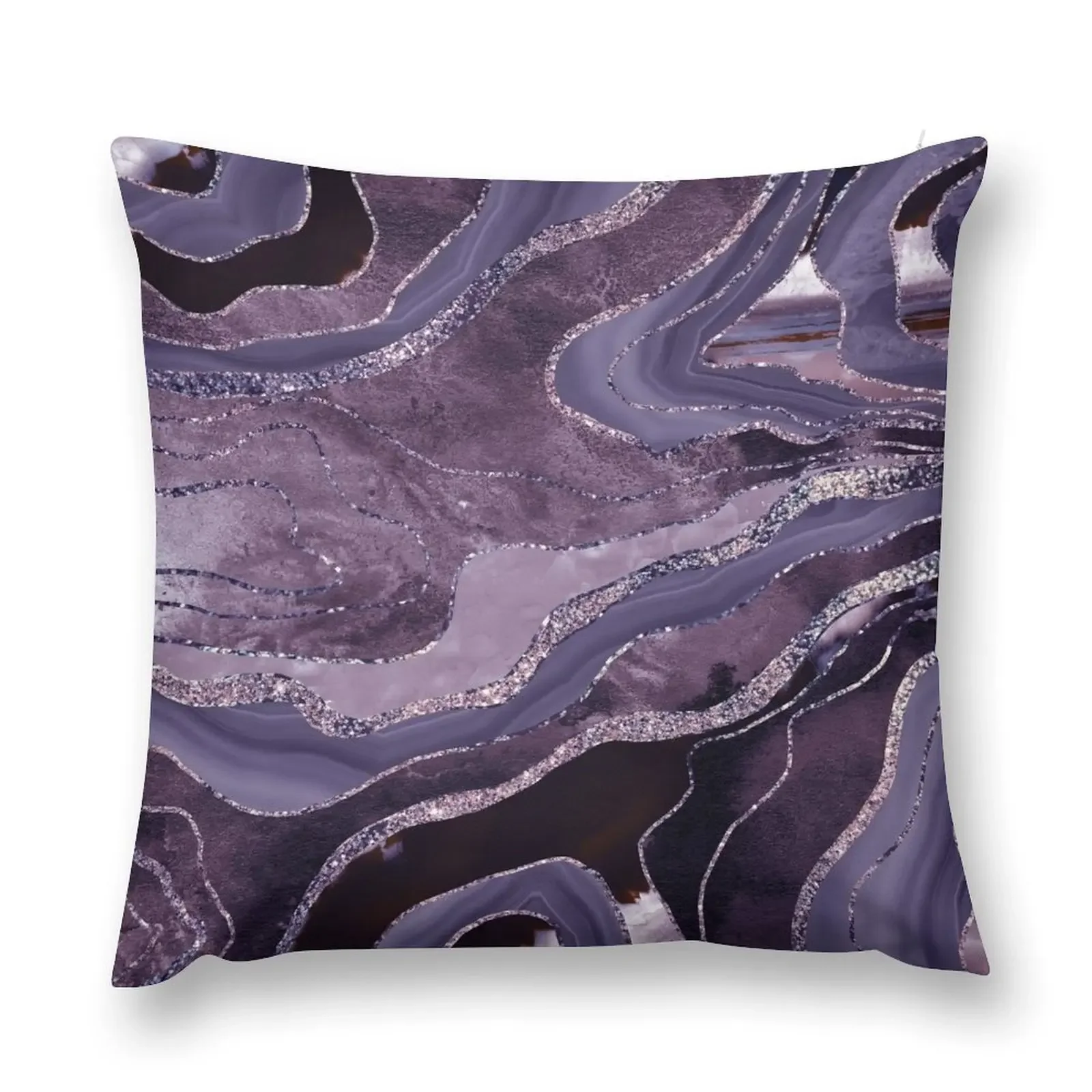 Lavender Mauve Agate Glitter Glam #1 (Faux Glitter) #decor #art Throw Pillow luxury decor Decorative Sofa Cushions pillow