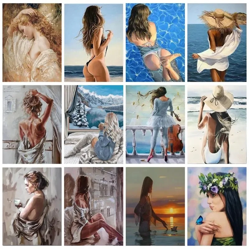 

CHENISTORY Oil Painting By Numbers Sexy Woman Diy Gift For Adults Drawing By Numbers Handiwork Artwork Home Decoration