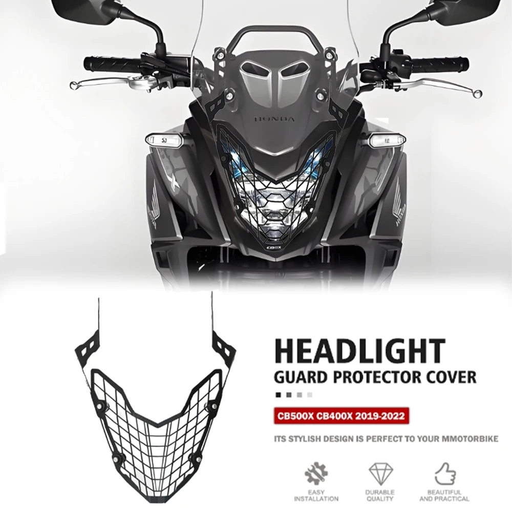 

For Honda CB400x 2019-2022 Motorcycle Front Headlight Grille Guard Protection Accessories Black Headlamp Protector Cover Fits