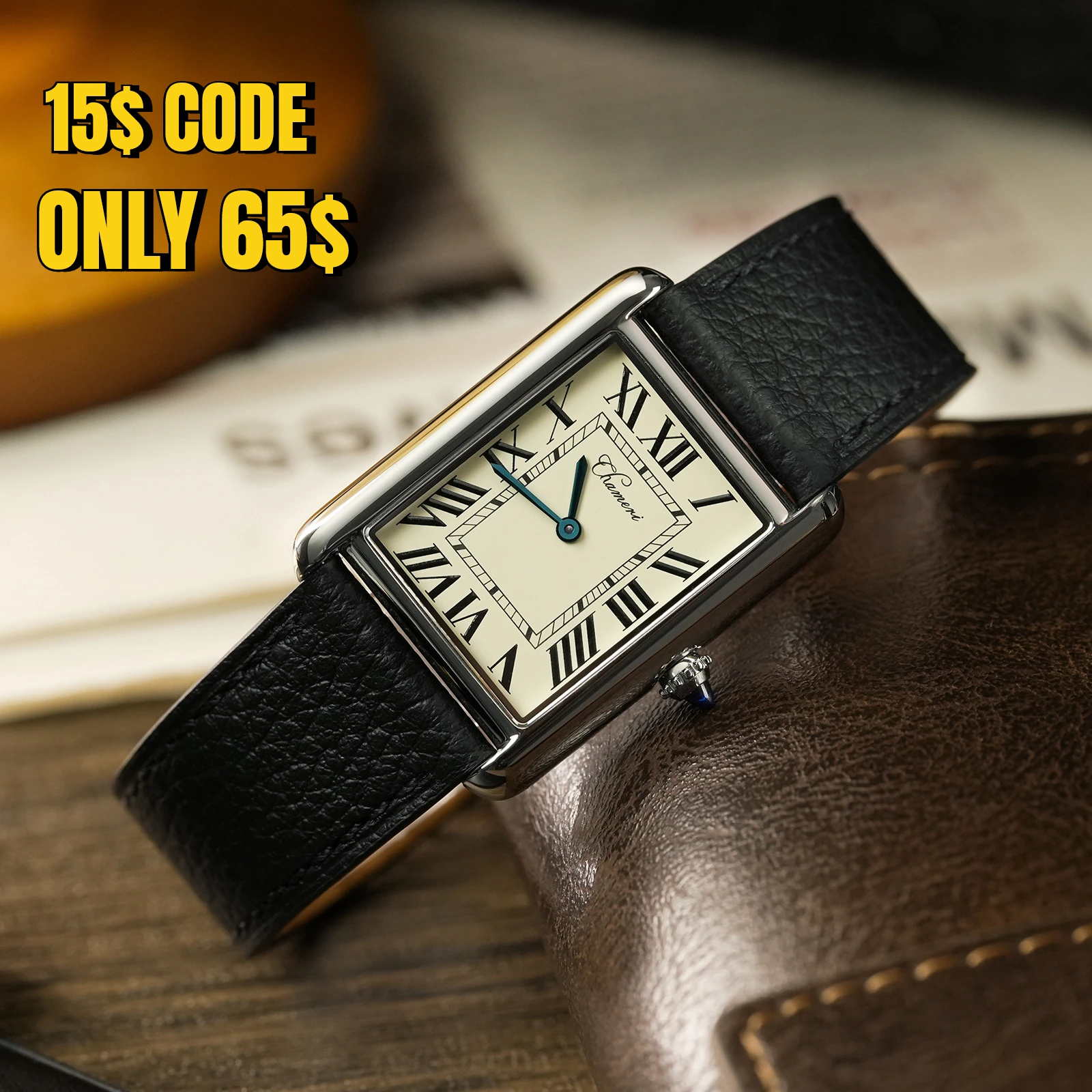 Chameri CH01 Herren-Quarzuhr Schweizer Ronda 762 Saphirglas Ultra Dünn 7,1mm 316L Stahl Lederarmband 50M