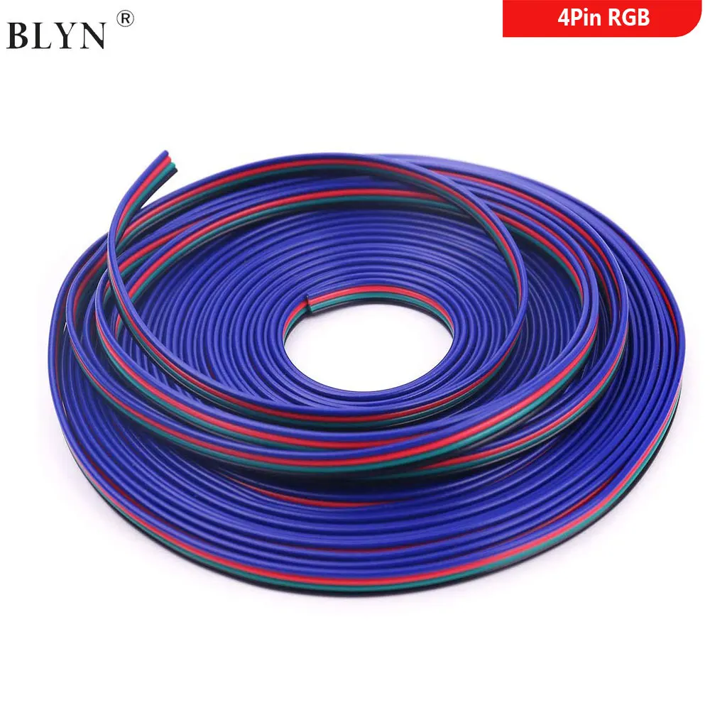 

4PIN RGB Wire Conductor Cords 22AWG 5M 10M 50M 100M Extension Cable LED Welding Wire Tinned Copper For 3528 5050 RGB LED Strip