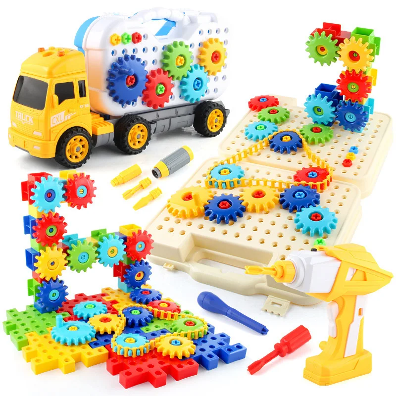 

Children's DIY building block toys remove gear nuts twist screws building container car holiday gifts for girls and boys