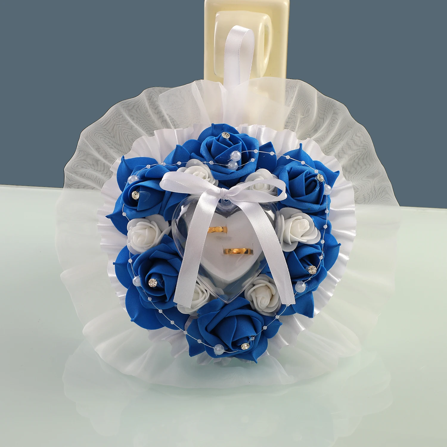 Vintage-Inspired Wedding Ring Pillow –  Floral Motifs, Perfect for Classic or Outdoor Weddings image 2