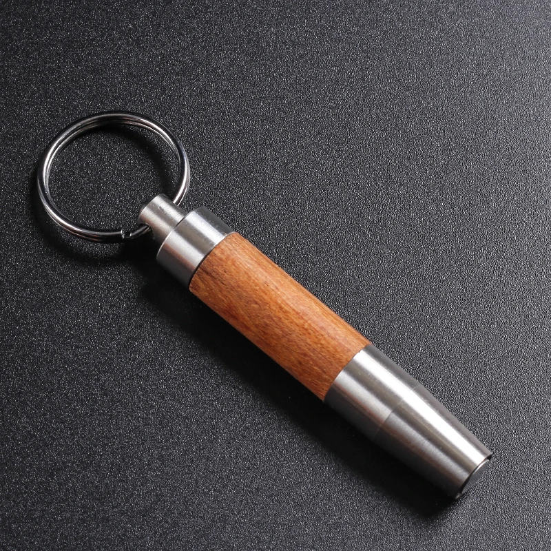 Wood Cigar Cutter Stainless Steel & Wood Cigar Punch key Ring Keychain Portable Reusable Cigar Cutter