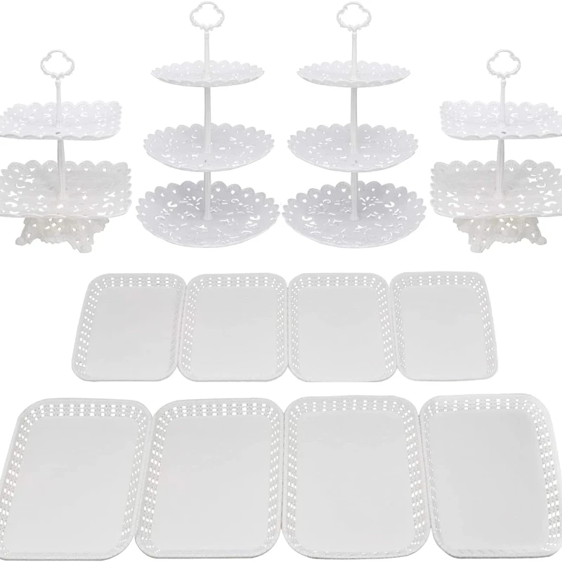 Cupcake Stands Plastic Dessert Stand Holder Serving Tray Fruit Plate for Wedding Birthday Party Fruits Desserts Candy Bar