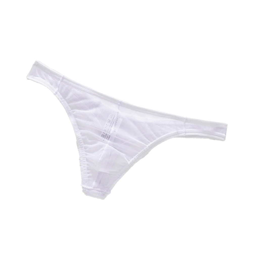 Mens Thin Sheer G-Strings Briefs Soft Pouch T-Back Panties Mesh See Through Underwear Low Rise Stretch Thongs Underpants Hombre