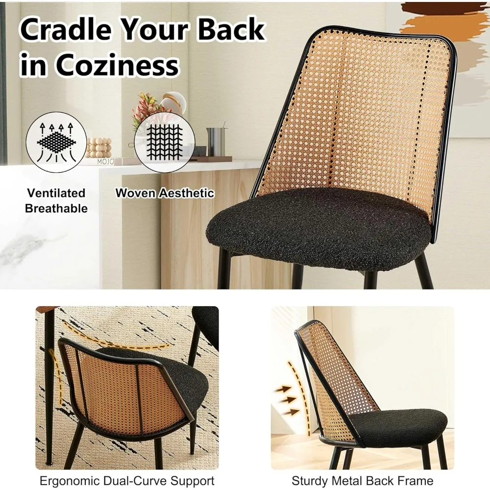 طاولة طعام مستديرة مع كراسي الروطان، وطاولة طعام حديثة ومجموعة كراسي مع طاولة و4 كراسي لتناول الطعام منجدة #5