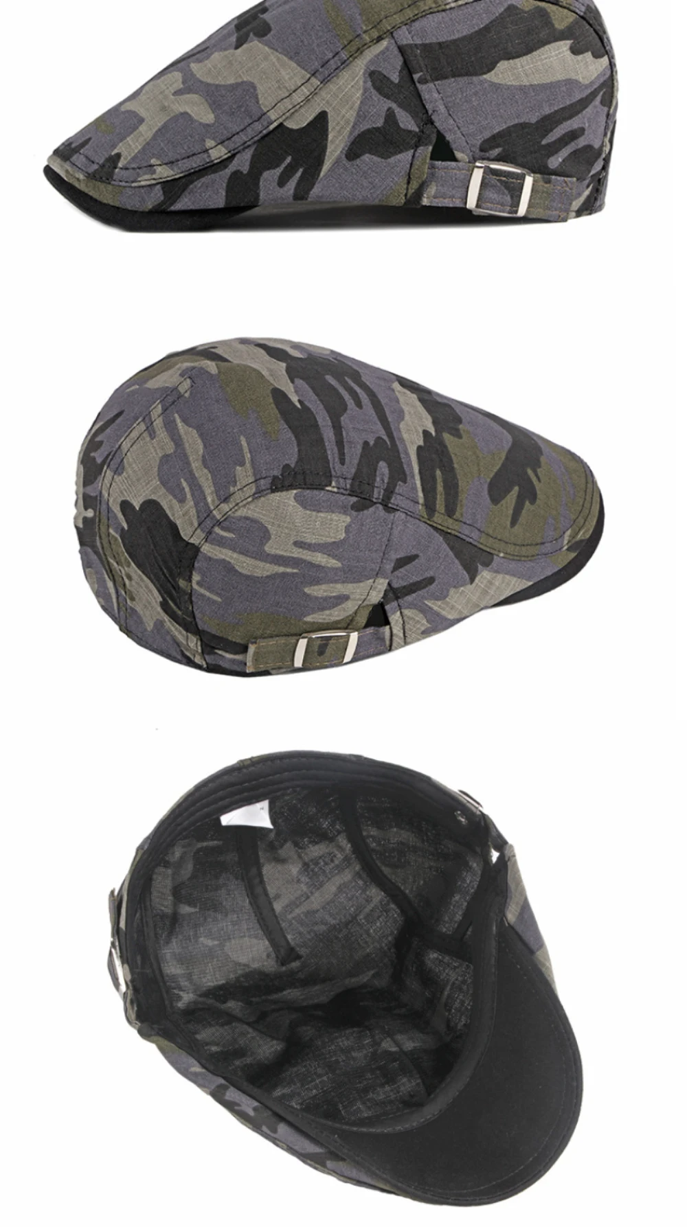 HT3011 Herren- und Damen-Baskenmützen, Camouflage Ivy Flat Sun Cap, Neue Künstler- und Malermütze, Verstellbare Frühling-Sommer-Baskenmütze – Detail 4