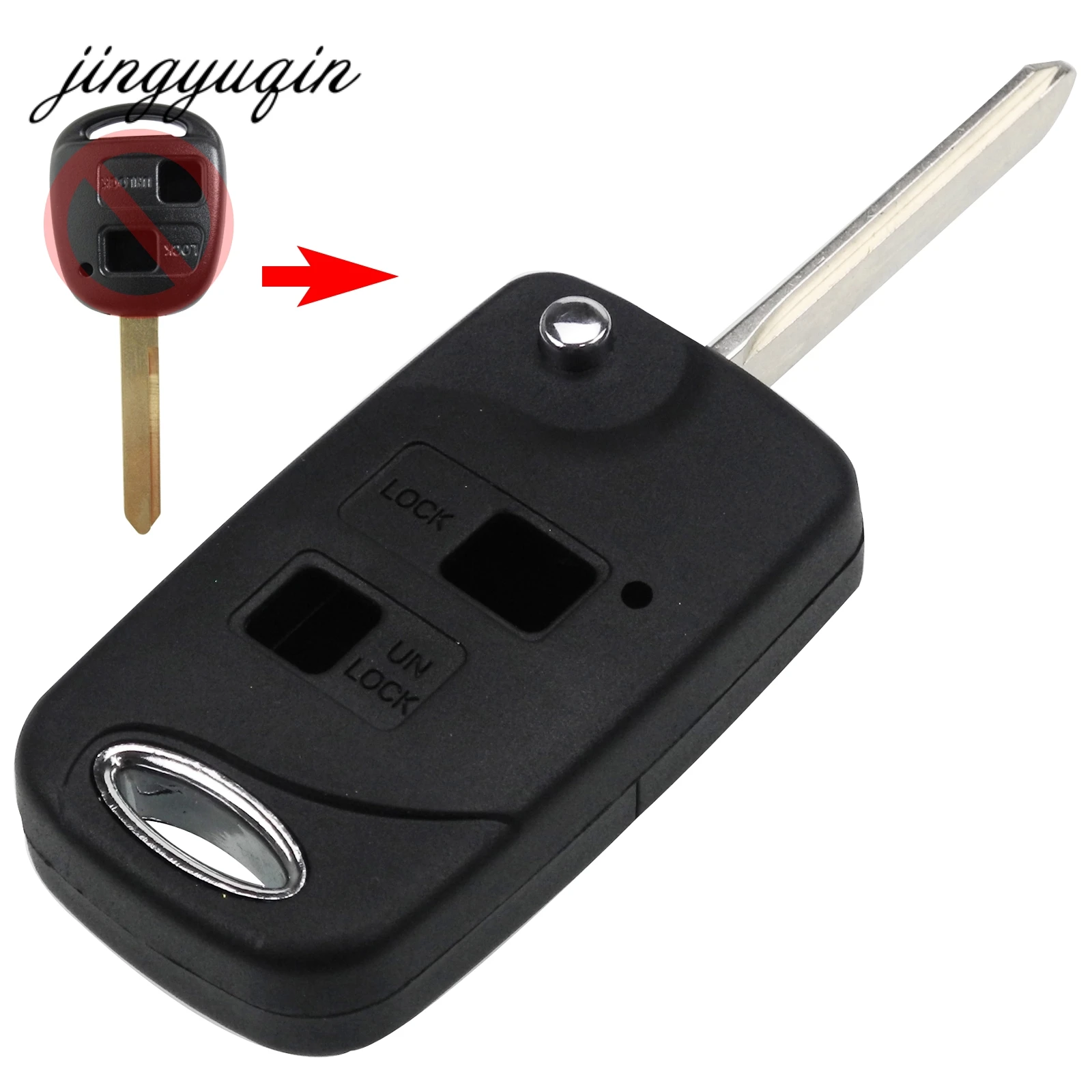 Jingyuqin Folding Flip Remote Key Shell 2 Button For Toyota Yaris Carina Corolla Avensis TOY43 Uncut Blade Fob Case