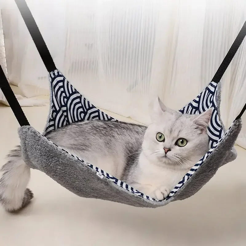 Cat Hanging Hammock with Adjustable Straps Double-Sided Pet Cage Hammock Hanging Bed Resting Sleepy Pad for Small Animals Pets