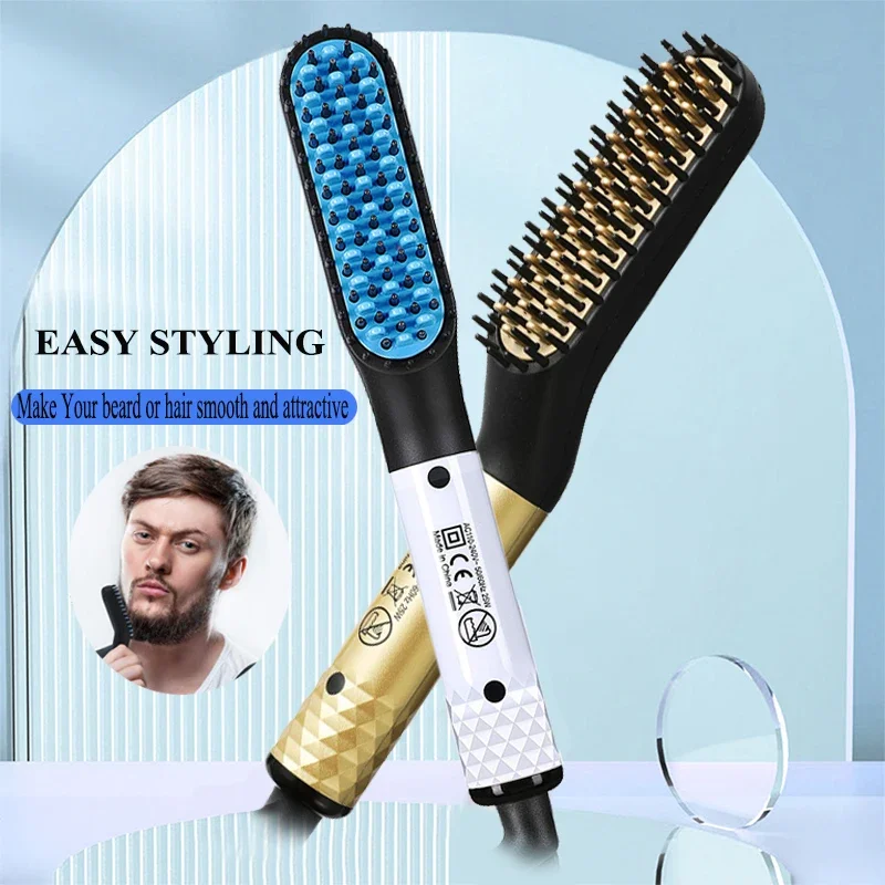 New Hair Straightener Comb Professional Fast Heated Beard Straightening Comb Customized Small Hair Straightener Brush For Men