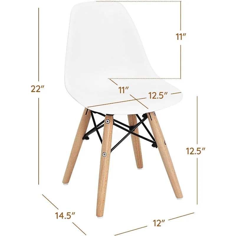 Kids Chair 4  Toddler in Mini /Solid Wood Legs, Wire Steel Base, Curved Backrest, Mid-Century Plastic Study for Children