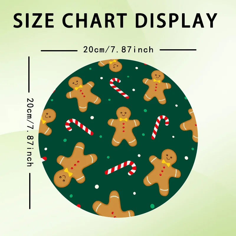رجل خبز الزنجبيل لعيد الميلاد، قصب الحلوى، لوحة ماوس مستديرة للعطلات، مطاط مضاد للانزلاق، ديكور سطح المكتب للكمبيوتر المكتبي والمنزلي #6