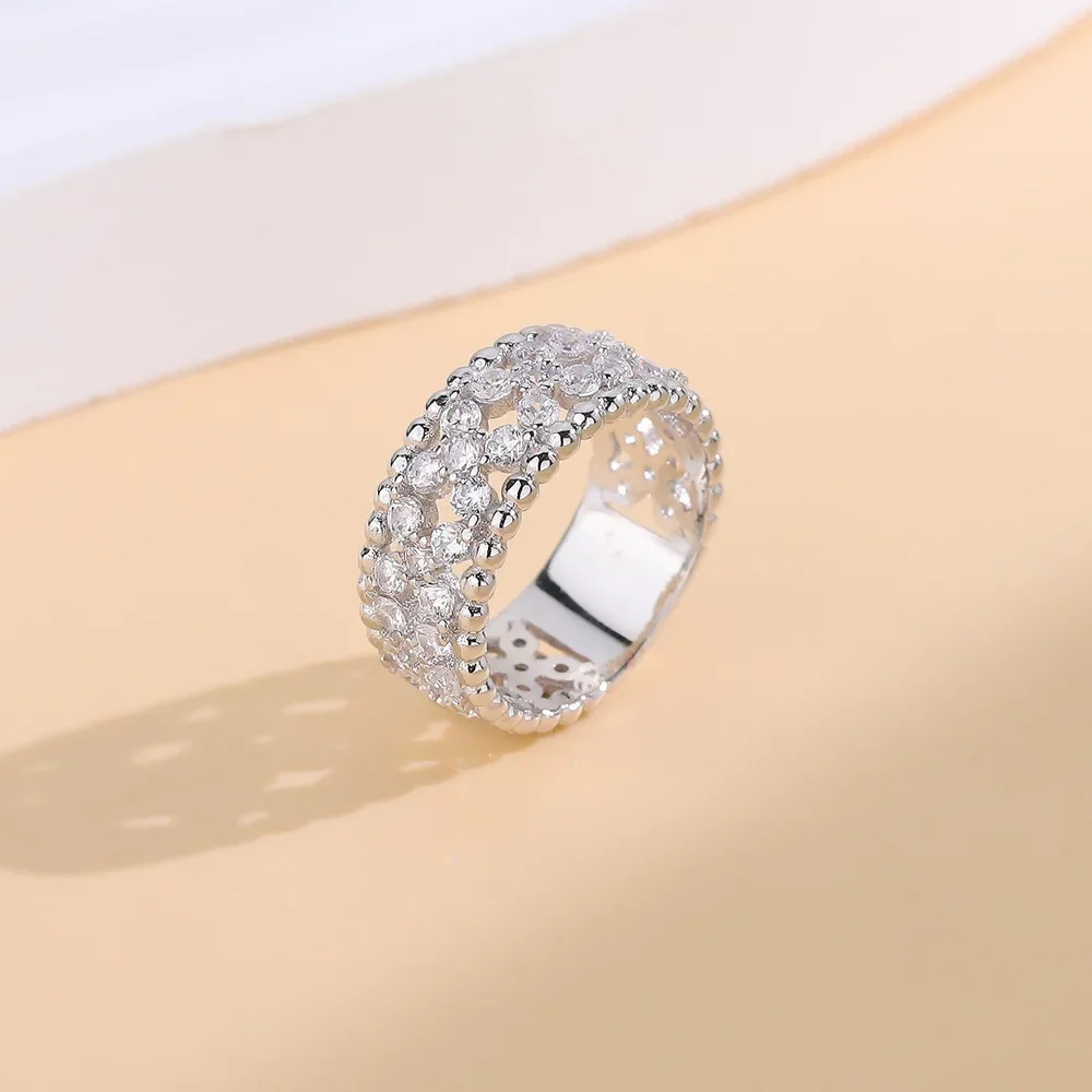

New design bead meets 925 silver ring, female index finger fashionable and high-end ring, wedding jewelry
