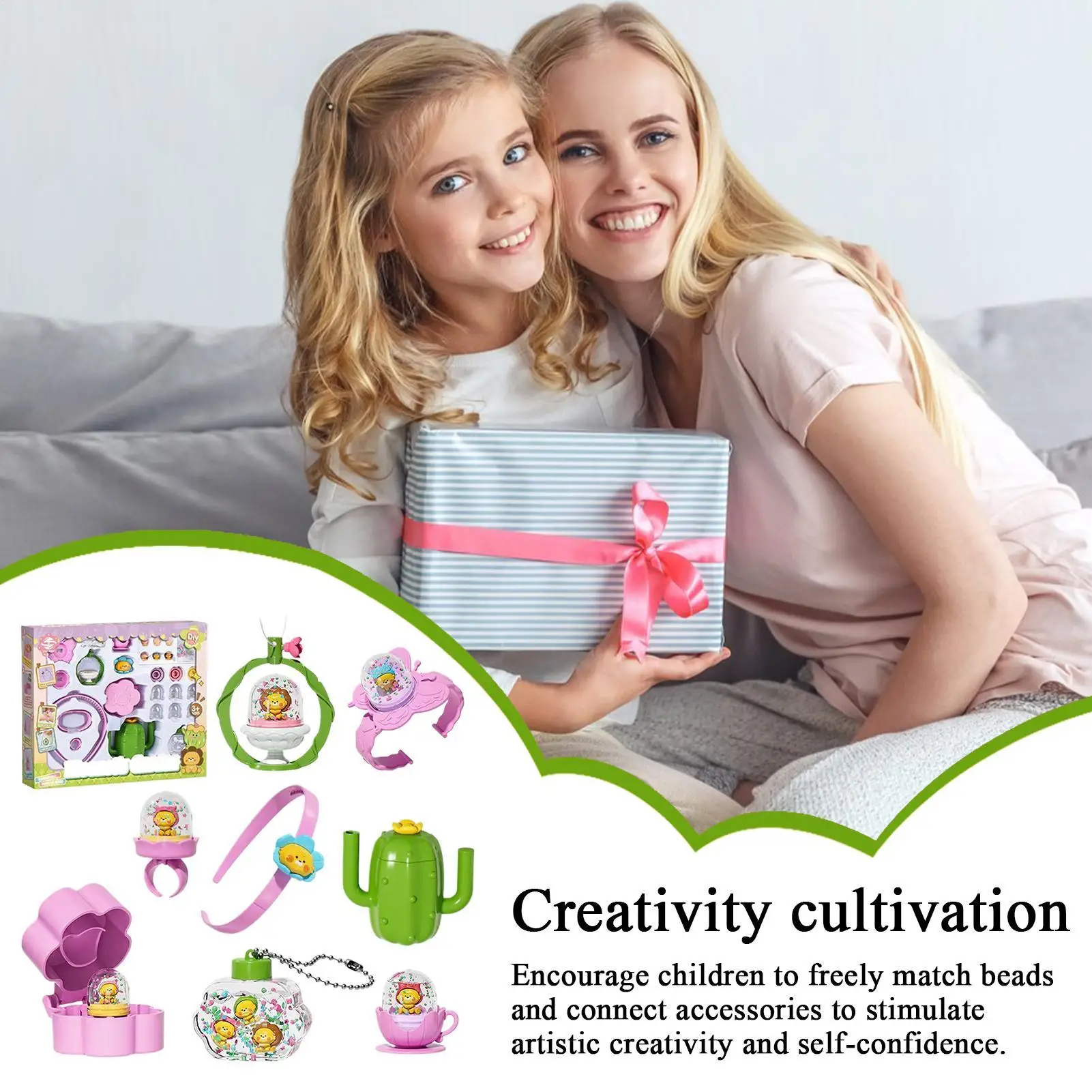 

Kids Jewelry Making Kit Ring Toy Set Handmade Ring Bracelet Hairband Necklace Crafting For Girl Kids Children Activity Creative
