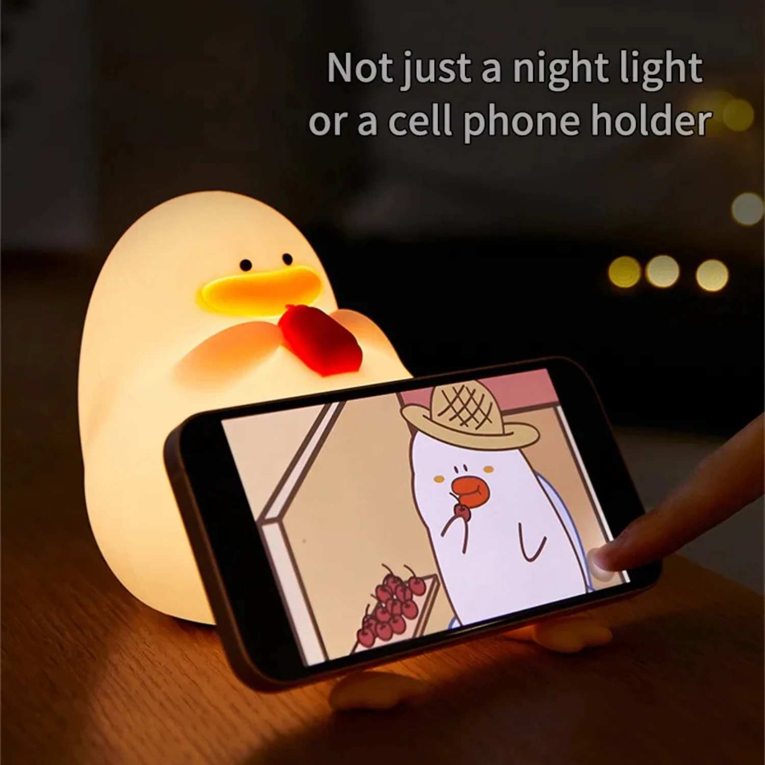 New Mini USB Duck Shape LED Night Light Silicone Lamp Patting Switch  Gift Birthday Bedside Gift Living Room  Decoration