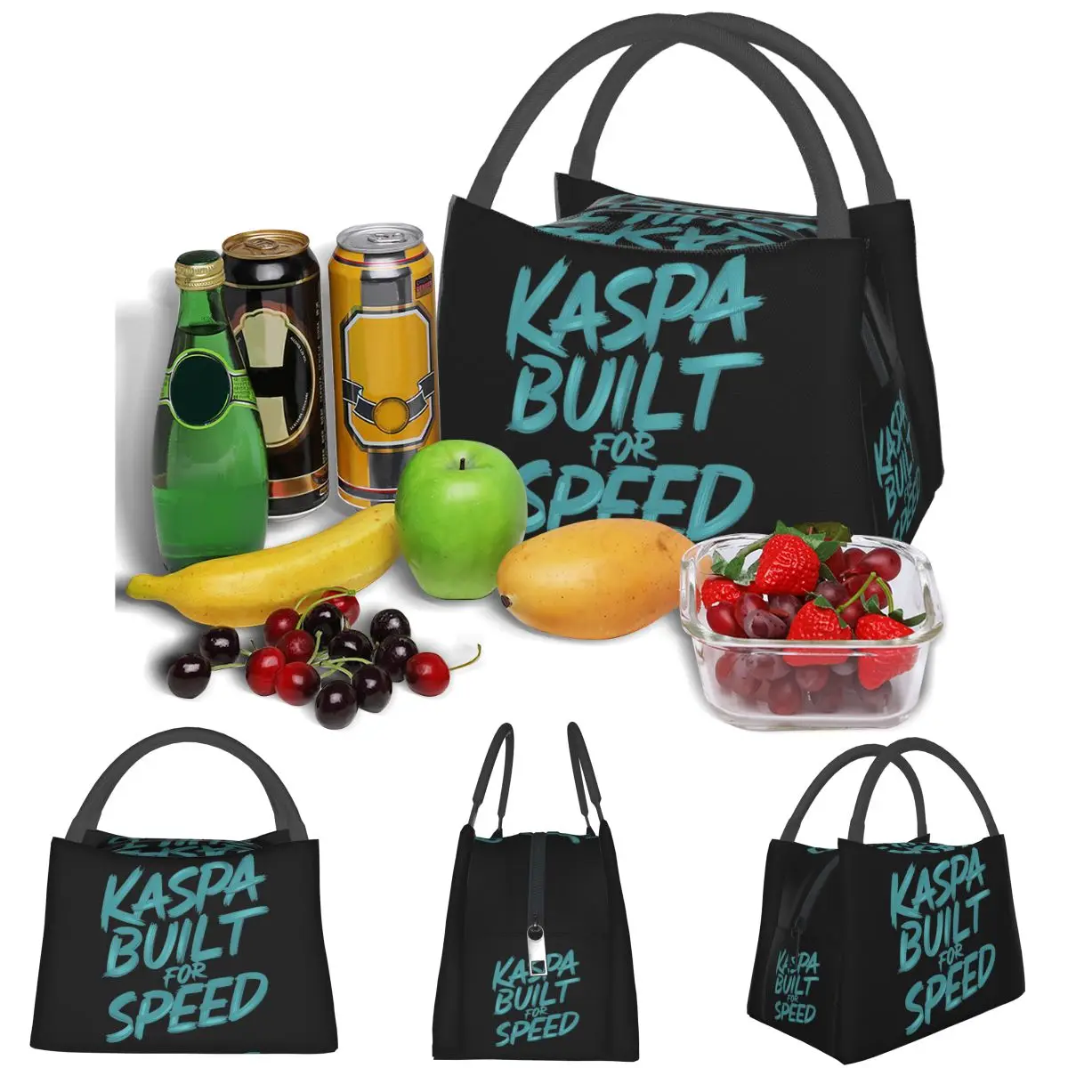 Kaspa Blockchain Innovative And Secure Lightweight Handheld Insulated Lunch Bag Aluminum Foil Liner for Adults Students Travel