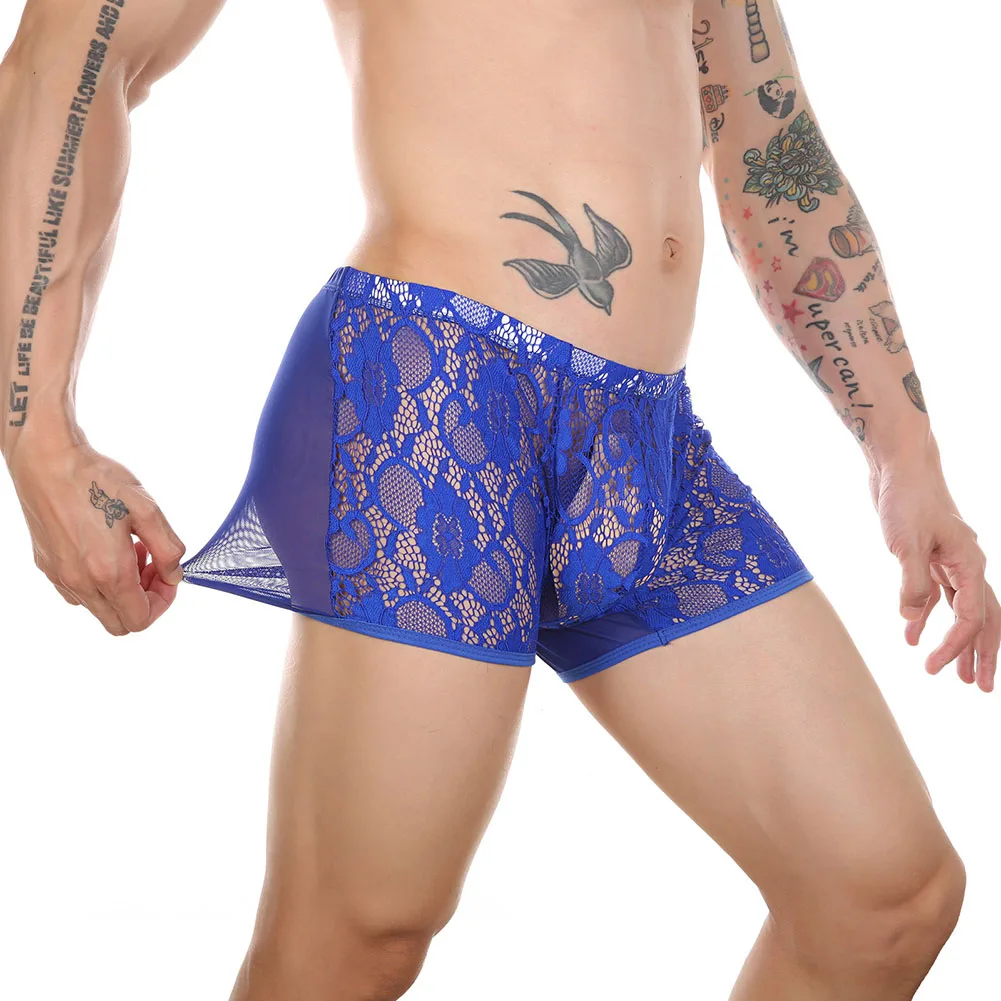 

Men's Panties Sexy Underwear Lace Sheer Lingerie Breathable Boxershorts Underpants Ultra-Thin Boxer Shorts Trunks Knickers