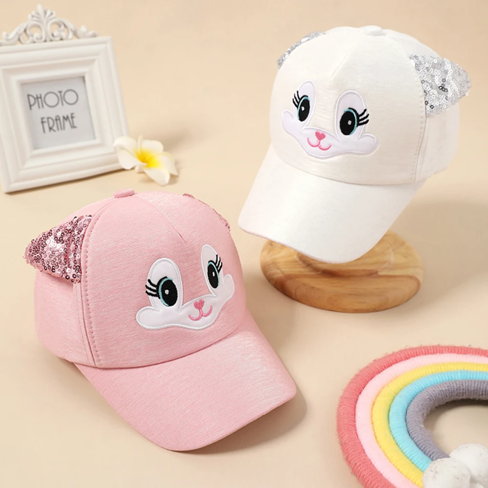 Summer Children\'s Caps New Cute Cartoon Cat Ear Girls Hats Adjustable Baseball Cap For Kids Children Girl Sun Hat 2-8 Years