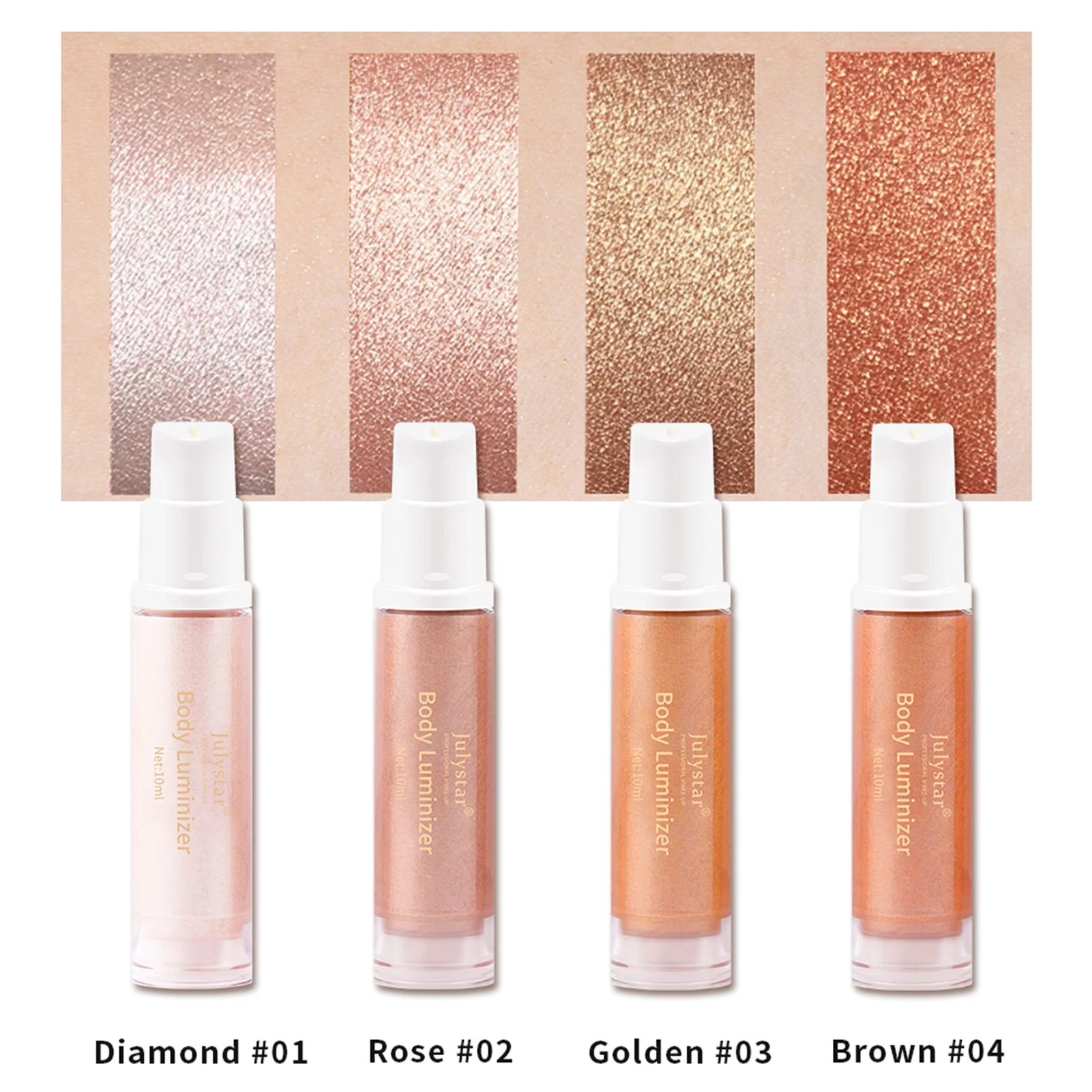 Evidenziatore abbronzante liquido Shimmer Face Body Glow Illuminator liquido Non appiccicoso Body Highlight Illuminator Diamond Rose Golden