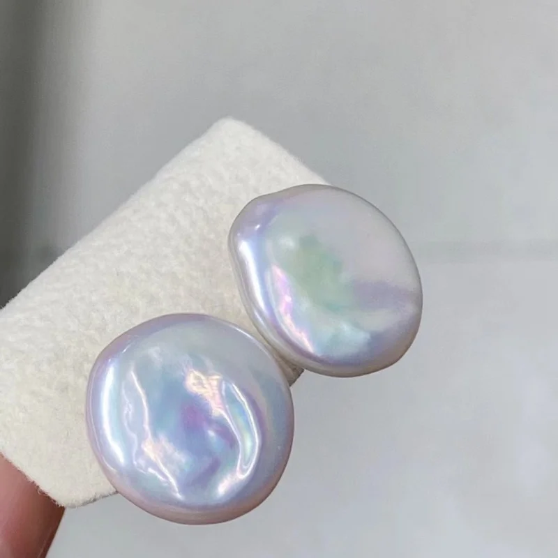 

SGARIT 14k Filled Gold Natural Freshwater Button Pearl Stud Earrings Handmade for Women Girl Gift Korean Style