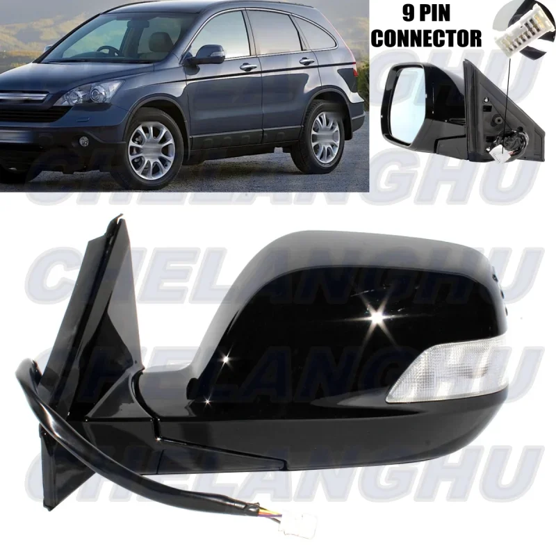 

Mirror Assembly For Honda CRV CR-V RE1 RE2 RE4 2007 2008 2009 2010 2011 European Version Left Side 9 Pins Black Painted Heated