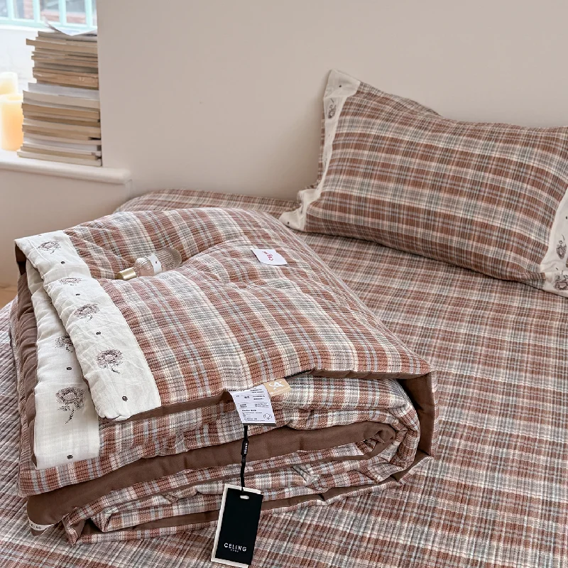 Applique Decor Soft Cotton 3pcs Bedspread Set with Lace Trim, Breathable Quilt Coverlet, 1-Piece Summer Blanket Thin Comforter