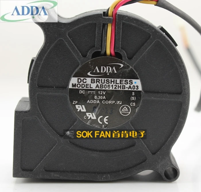 

Genuine AB0612HB-A03 FOR ADDA 6CM 60MM 6025 blower pitch 6.9CM 12V 0.30A