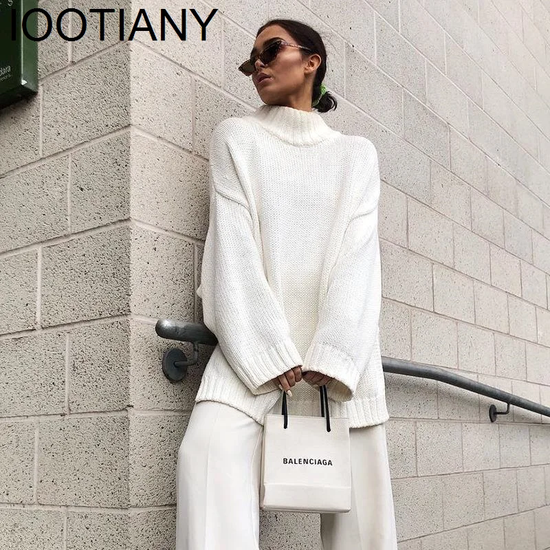 IOOTIANY Turtleneck Knit Sweater Dress Women White Long Spring 2023 Spring Autumn Winter Khaki Sexy Dresses Streetwear Jumper