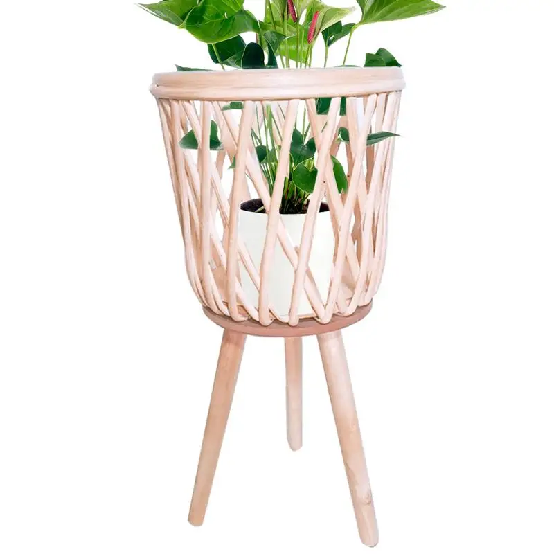 

Rattan Basket Plant Stand Large Floor Decorative Planter Sturdy Rattan Plant Pot With Legs Boho Display Floor Flowerpot Basket