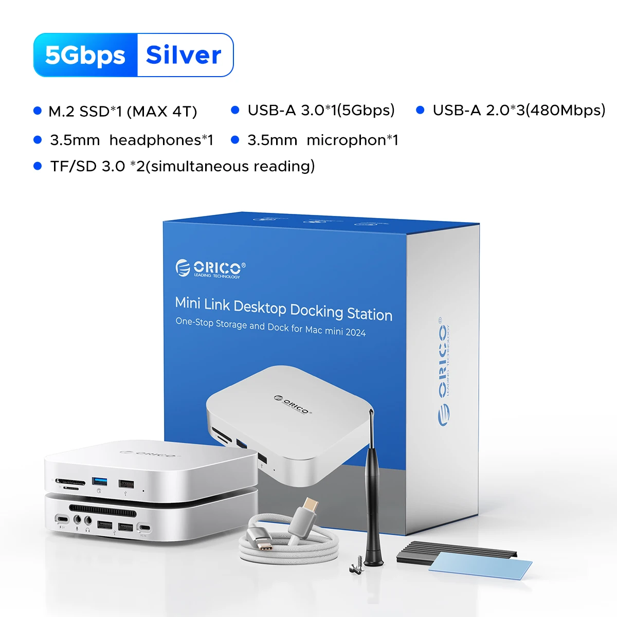 ORICO MiniPro 5 In 1 10Gbps Expansion Docking Station For Mac Mini M4 Pro M.2 Ssd Enclosure (ms10 5p) I.29641888 ORICO MiniPro 5 In 1 10Gbps Expansion Docking Station For Mac Mini M4 Pro M.2 Ssd Enclosure (ms10 5p) I.29641888