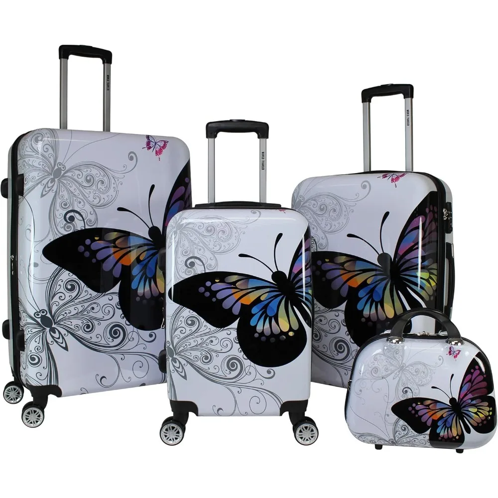 

World Traveler Butterfly Luggage, 4-Piece Set,Luggage Cases,Luggage Set,Back-to-school Goodies,storage Box