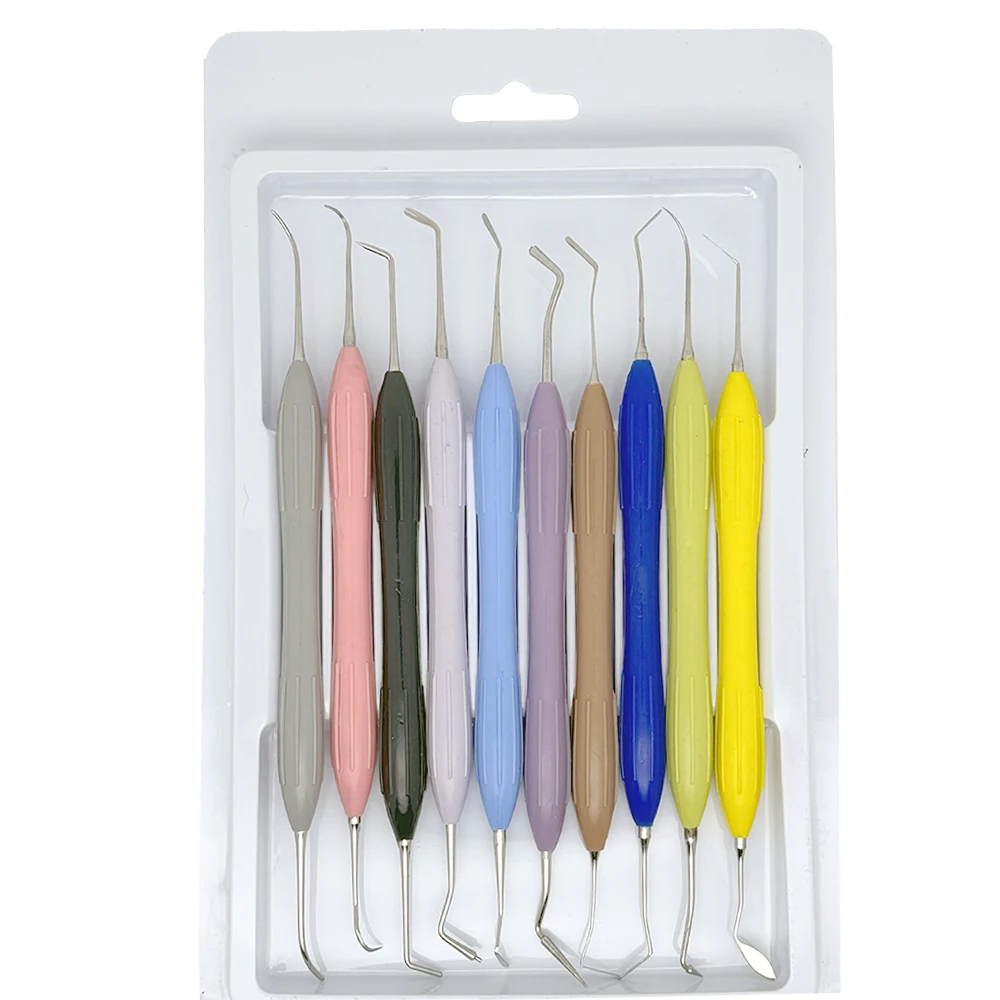 10pcs Dental Resin Filler Set Plastic Dresser With Silicone Handle Aesthetic Restoration Kit for Resin Knife Spatula Tool