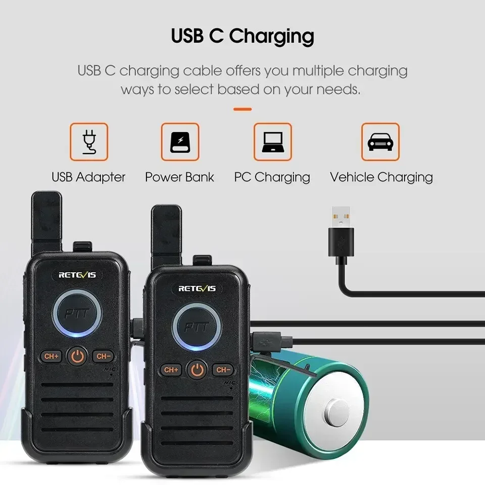 Retevis RB645 Walkie Talkie Dual PTT Professional W PMR446 Two Way Radio VOX USB C for Hotel Restaurant alkie-talkie Portable