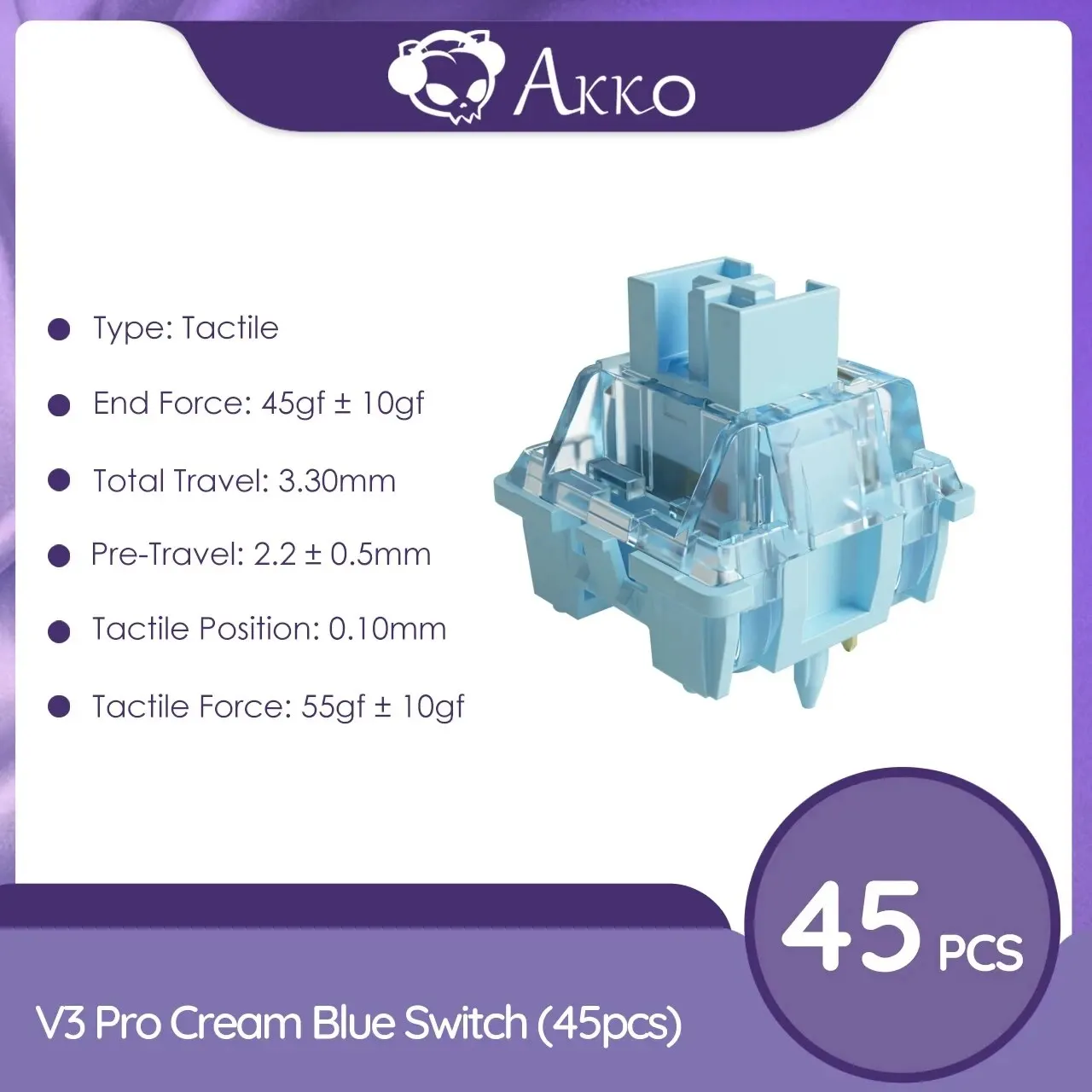Akko V3 Pro Schakelaars Tactiele/Lineaire Schakelaar voor Mechanisch Toetsenbord 45 Stuks Pack Vervangbare Outemu Gateron Cherry MX Sleutelschakelaar