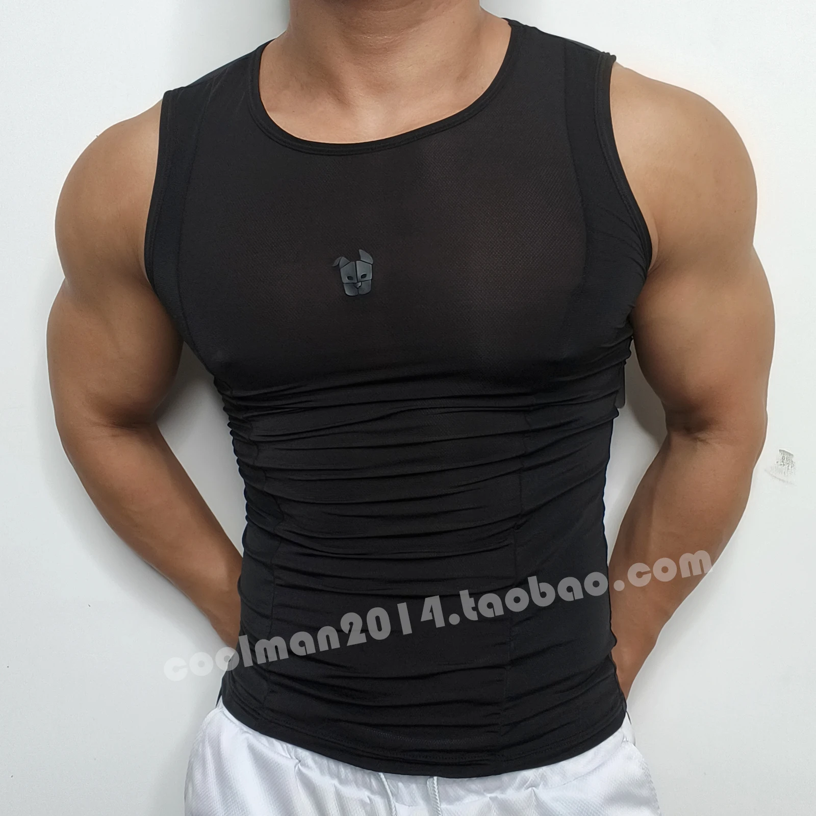 Été voir à travers sans manches hommes sport fitness débardeur Sexy grande taille tricoté t-shirt streetwear