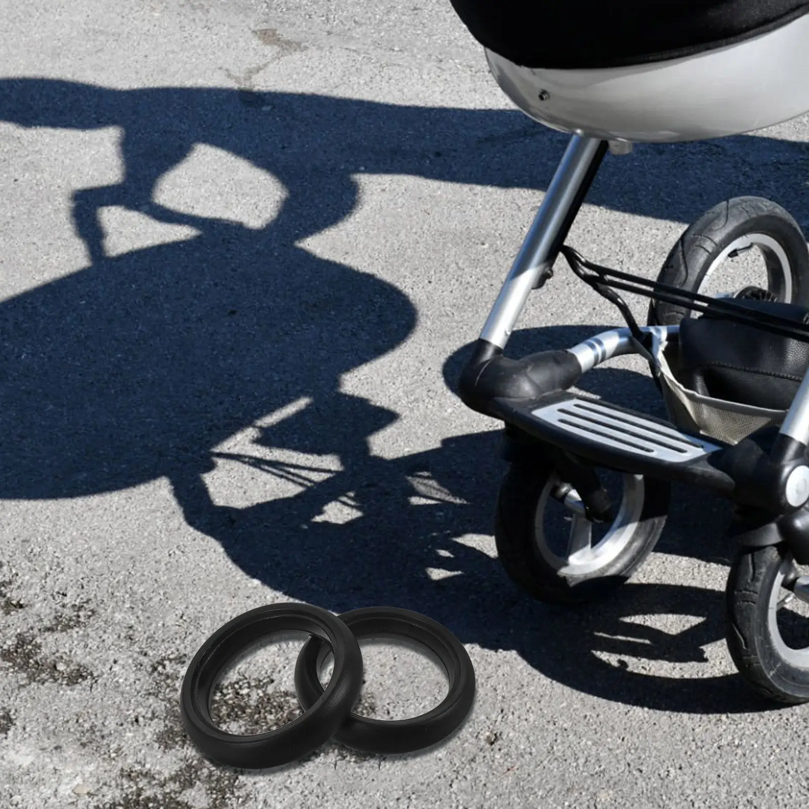 

2Pcs Baby Stroller Replacement Wheel Tires High Wear Resistance Smooth Swivel Rubber Tire Set Suitable for Infant Buggy