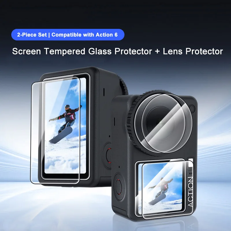 

2 set For DJI osmo action6 HD Tempered Glass Screen Protector 99% light transmission for DJI 0smo action6 camera