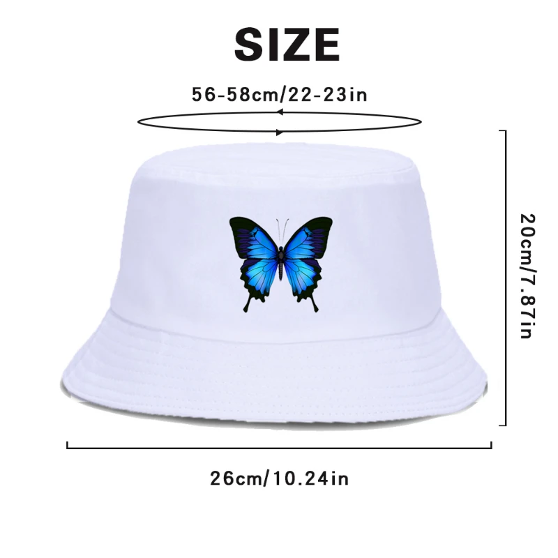 Hot Sale Blue Butterfly Harajuku Bucket Hat Casual Beach Sun Hat Unisex Ukraine National Emblem Gold Foldable Cotton Panama Hat