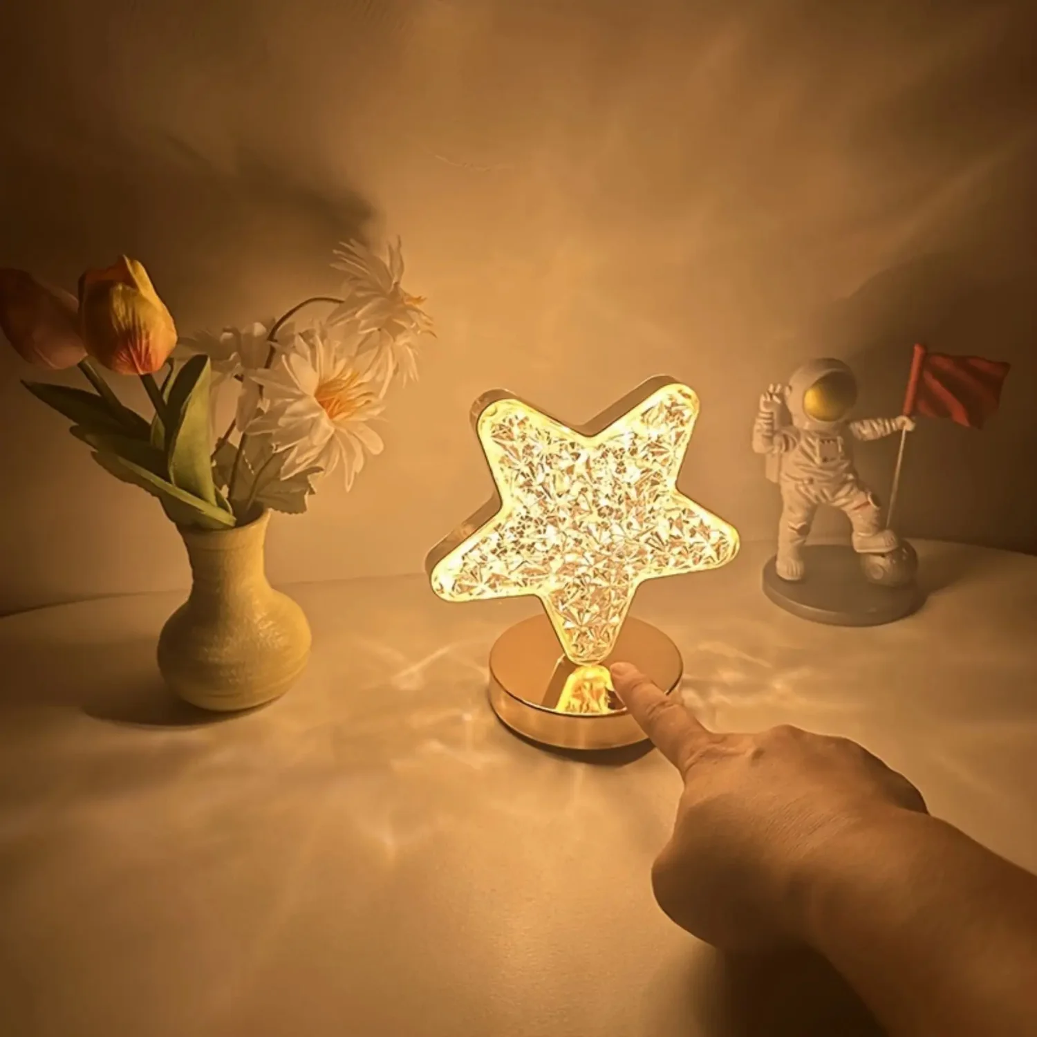 1pc LED Romantic Star Table Lamp,Simple Decoration Birthday Gift Atmosphere Lamp,Touch Night Light,Bedroom Bedside Night Light