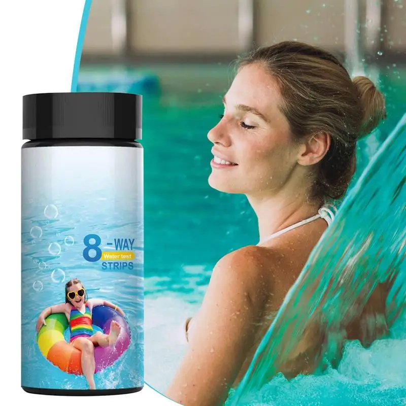 Imagem -03 - Tiras de Teste de Sal de Piscina Tiras de Teste de Piscina Cloro Livre de ph Alcalino Total 8-way 100 Tiras