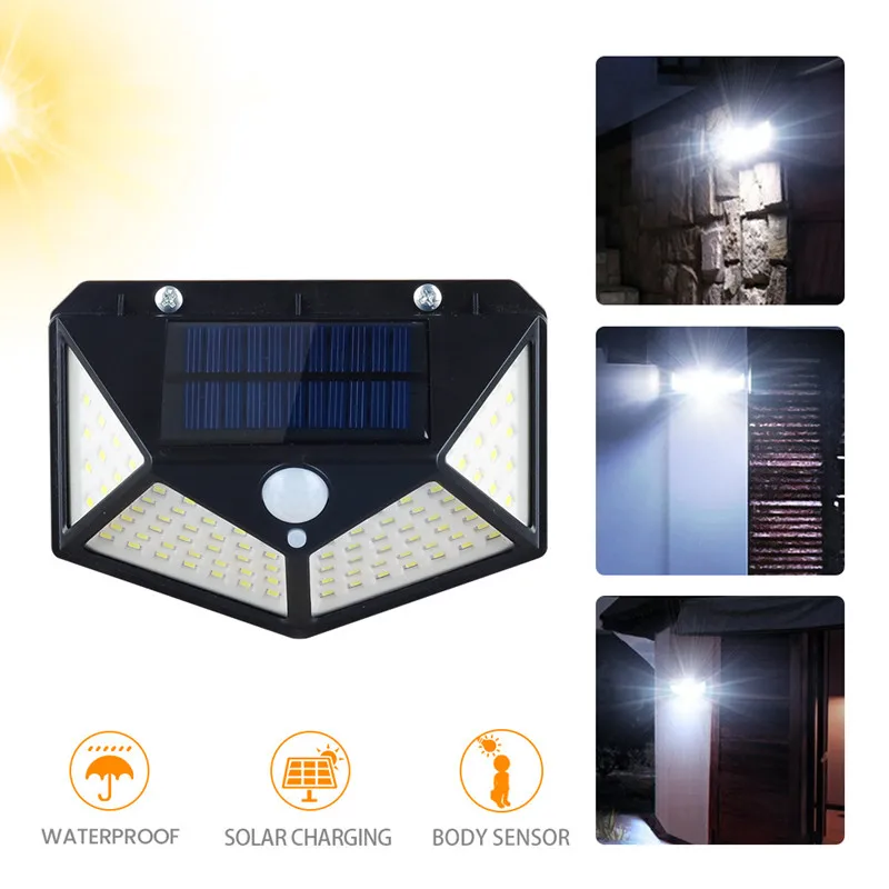 

Solar Lights Outdoor Wall Lamp 100LED 3 Modes 270° Lighting Angle Motion Sensor Security Lights Wireless IP65 Waterproof Lights